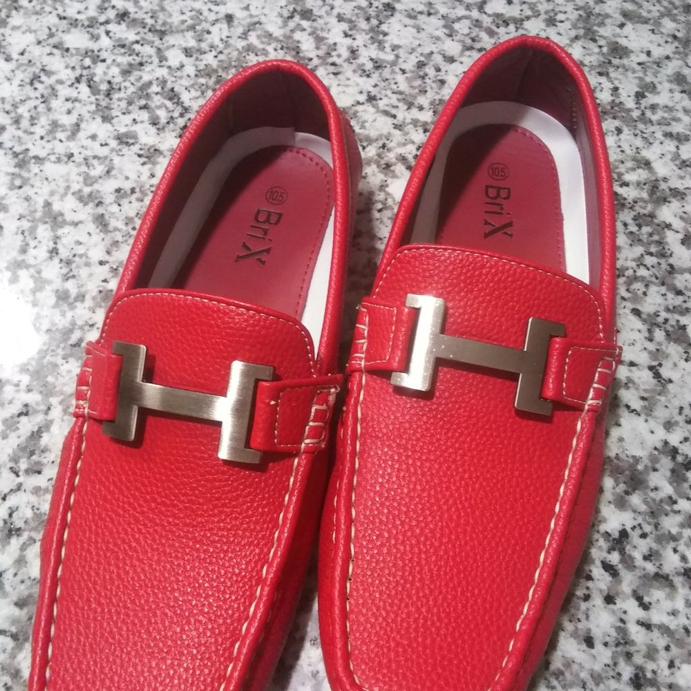 BriX Red Leather Loafers for Men 10.5